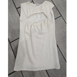 De Base Cream Boucle Sleeveless Mini Dress Back Cutout Bungee Detail Small